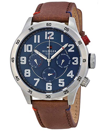 Reloj analógico de cuarzo para hombre Tommy Hilfiger Trent 1791066, correa de piel marrón.