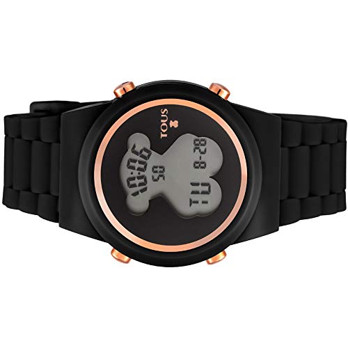 Reloj TOUS digital 700350320-Bear de acero IP rosado con correa de Silicona negra