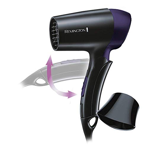 Remington D2400 Secador de Pelo de Viaje, Plegable, Concentrador, 1400 W, Voltaje Universal, Negro y Morado