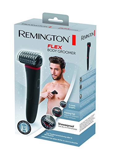 Remington Flex BHT100 – Afeitadora Corporal, Cuchillas de Acero Inoxidable, con Pilas, Uso Seco y Mojado, Negro