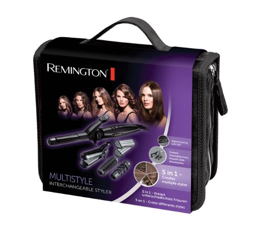 Remington Multi Styler S8670 Kit Rizador y Alisador de Pelo 5 en 1, Teflón, Cerámica y Turmalina, Digital, Negro