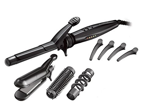 Remington Multi Styler S8670 Kit Rizador y Alisador de Pelo 5 en 1, Teflón, Cerámica y Turmalina, Digital, Negro