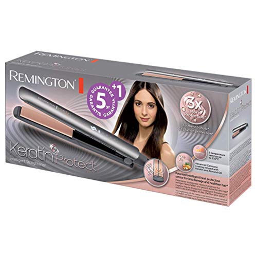 Remington S8598 Keratin Protect - Plancha de Pelo, Cerámica, Digital, Keratina, Sensor de Protección de Calor, Resultados Profesionales, Gris