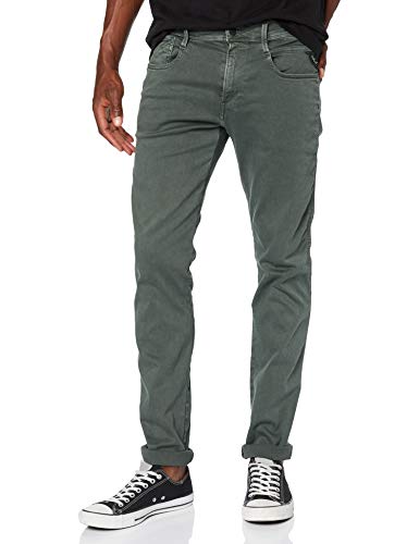 REPLAY Anbass Vaqueros Slim, Verde (Military Green 30), W28/L30 (Talla del Fabricante: 28) para Hombre