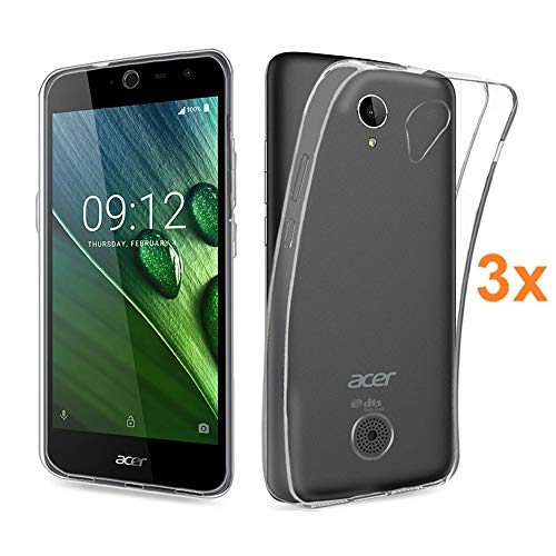 REY 3X Funda Carcasa Gel Transparente para Acer Liquid Zest Z525, Ultra Fina 0,33mm, Silicona TPU de Alta Resistencia y Flexibilidad