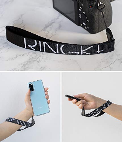 Ringke Hand Strap Acollador Correa para la Muñeca para Teléfono Celular, Cámara, Móvil Correa de Mano para iPhone 11/Pro/MAX, XR, X/XS, 7/8/Plus, Redmi Note 9 Pro, 8, 7, Mi 9T, etc - Lettering Black