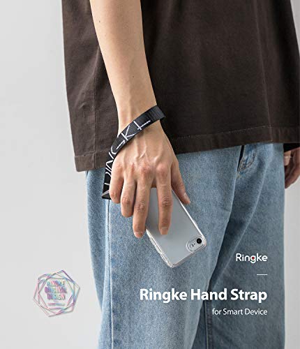 Ringke Hand Strap Acollador Correa para la Muñeca para Teléfono Celular, Cámara, Móvil Correa de Mano para iPhone 11/Pro/MAX, XR, X/XS, 7/8/Plus, Redmi Note 9 Pro, 8, 7, Mi 9T, etc - Lettering Black