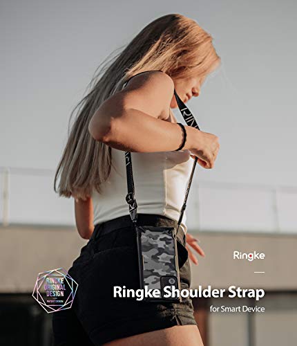 Ringke Shoulder Strap Acollador Correa para el Cuello para Teléfono Celular, Cámara, Móvil Correa de Hombro para iPhone 11/Pro/MAX, XR, X/XS, 7/8/Plus, Redmi Note 9 Pro, 8, 7, etc - Lettering Black