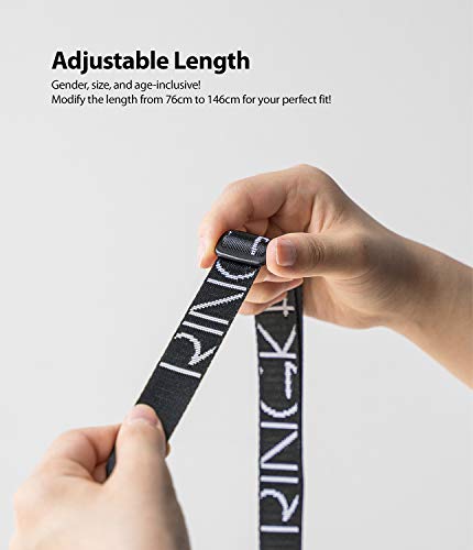 Ringke Shoulder Strap Acollador Correa para el Cuello para Teléfono Celular, Cámara, Móvil Correa de Hombro para iPhone 11/Pro/MAX, XR, X/XS, 7/8/Plus, Redmi Note 9 Pro, 8, 7, etc - Lettering Black