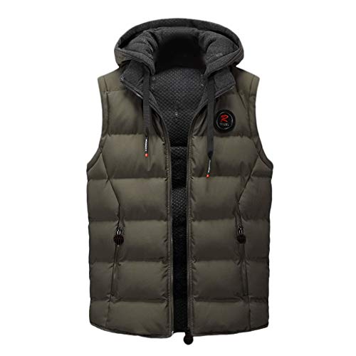 riou Hombre Invierno Cálido Chalecos Calor Cremallera Sin Mangas Chaleco con Capucha De Plumas Chaquetas Acolchado Cazadoras Abrigo Outwear Tops