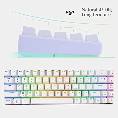 RK Royal KLUDGE 60% Teclado mecánico, RGB LED Cable USB retroiluminado con Cable Teclado para Juegos, Reposamuñecas, Ergonómico, para PC/Mac Gamer, mecanógrafo (Interruptor Rojo)