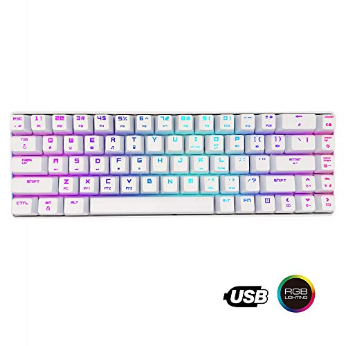 RK Royal KLUDGE 60% Teclado mecánico, RGB LED Cable USB retroiluminado con Cable Teclado para Juegos, Reposamuñecas, Ergonómico, para PC/Mac Gamer, mecanógrafo (Interruptor Rojo)