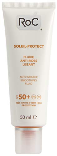 RoC - Soleil-Protect Fluido suavizante antiarrugas SPF 50 + - Reduce las arrugas - Mejora y protege la piel - Protector solar - 50 ml