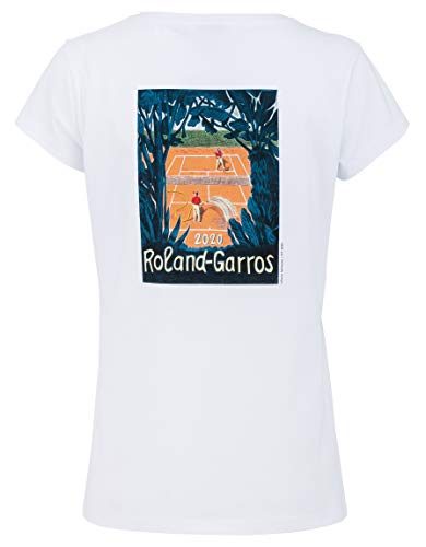 Roland Garros 2020 - Camiseta Oficial de algodón para Mujer, Talla XL, Color Blanco