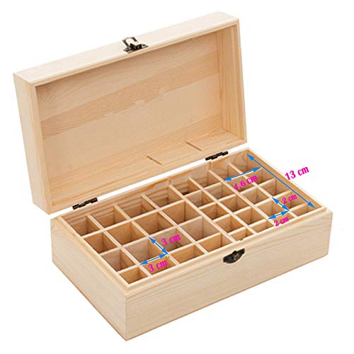 RoseFlower Caja de Almacenaje de Madera de Aceites Esenciales y Aromaterapia, 36 Botellas Aceite Contenedor Cubos de Almacenaje Organizadores para Perfumes, Fragancias, CosméTica, Joyas