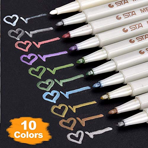 Rotuladores metálicos premium, DealKits Set de 10 lápices de colores surtidos para manualidades Scrapbooking, álbum de fotos DIY, pintura de arte, fabricación de tarjetas - Punta fina