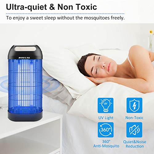 ROVLAK Lámpara Antimosquitos Electrico Antimosquitos Interior Enchufe con 14 Vatios de Luz UV Repelente de Mosquitos Lámpara de Mosquitos para la Cocina la Sala de Estar el Cuarto de los Niños, Negro