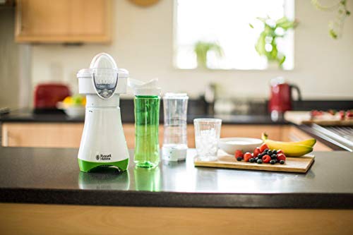 Russell Hobbs Mix & Go - Exprimidor y Batidora de Vaso Individual (300W, Batidora Smoothies, Sin BPA, Blanco y Verde, 1 Vaso de 600 ml, 1 Vaso de 400 ml) - ref. 21352-56