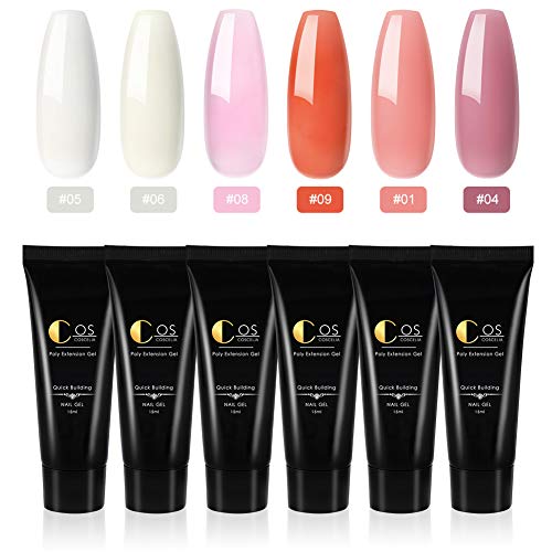 Saint-Acior 6PCS Gel de Construcción UV Poly Builder Rápido 15ml Kit de Poly UV Gel Cleanser Plus 30ml Top Coat Base Coat Herramientas para Uñas