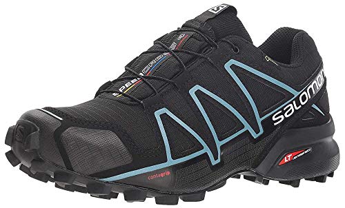 Salomon Speedcross 4 GTX W, Zapatillas de Trail Running para Mujer, Negro (Black/Black/Metallic Bubble Blue), 41 1/3 EU