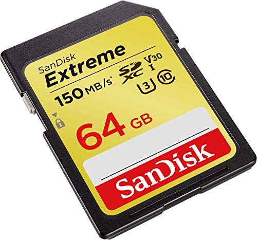 SanDisk Extreme 64GB SDXC - Tarjeta de memoria 150MB/s, Class 10, U3, V30