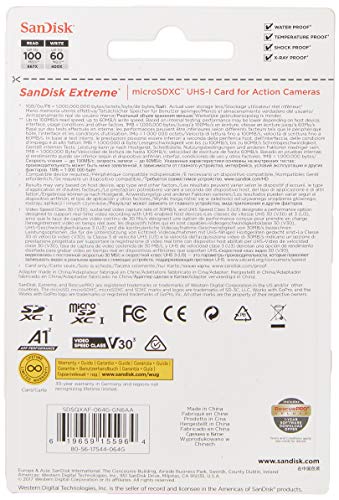 SanDisk Extreme - Tarjeta de memoria 64GB microSDXC para móvil, tablets y cámaras MIL + adaptador SD + Rescue Pro Deluxe, velocidad de lectura hasta 100 MB/s, velocidad de escritura hasta 60 MB/s