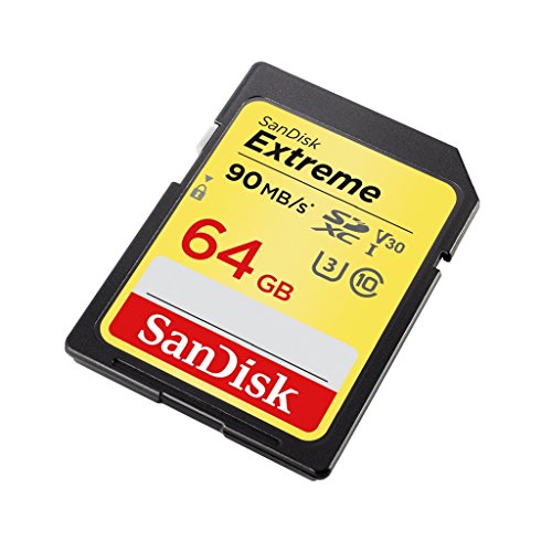 SanDisk Extreme - Tarjeta de memoria SDXC (64 GB, velocidad hasta 90 MB/s, Class 10 y U3 y V30)