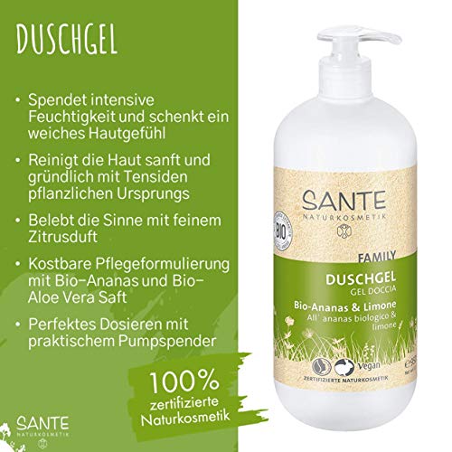 Sante Naturkosmetik, Gel de Ducha Orgánico Píña & Limón, Frasco dispensador, 950 ml