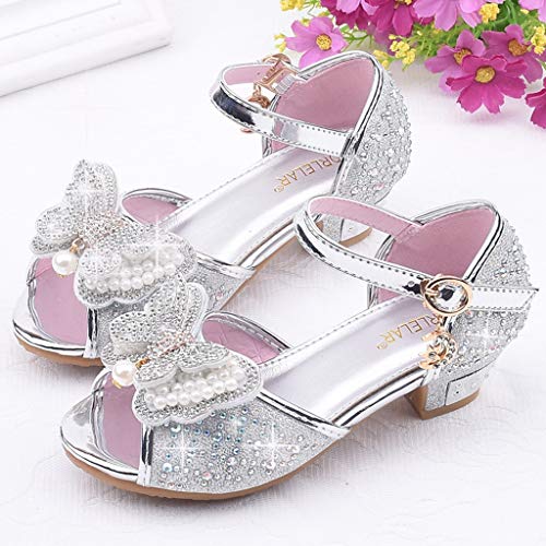 Sayla Zapatos Bailarina para NiñA Baile Tango Latino Vestir Fiesta NiñOs PequeñOs NiñAs Perla Mariposa-Nudo Cristal Sola Princesa Zapatos De Baile Sandalias