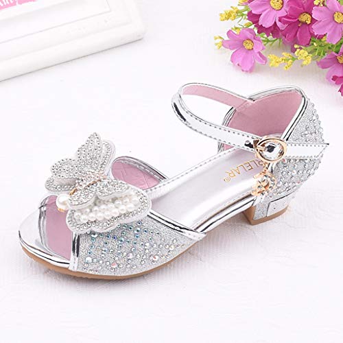 Sayla Zapatos Bailarina para NiñA Baile Tango Latino Vestir Fiesta NiñOs PequeñOs NiñAs Perla Mariposa-Nudo Cristal Sola Princesa Zapatos De Baile Sandalias