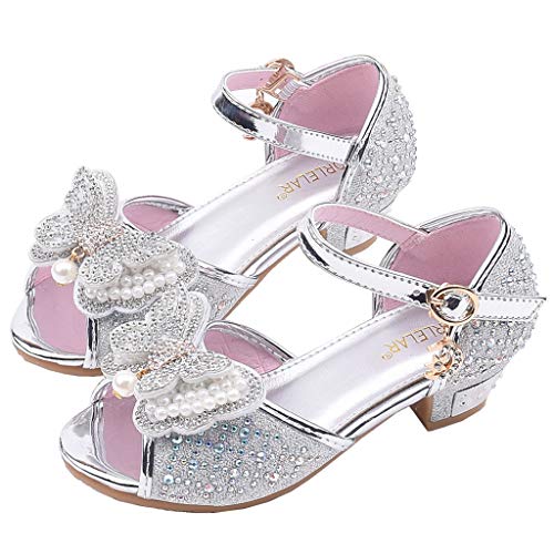 Sayla Zapatos Bailarina para NiñA Baile Tango Latino Vestir Fiesta NiñOs PequeñOs NiñAs Perla Mariposa-Nudo Cristal Sola Princesa Zapatos De Baile Sandalias