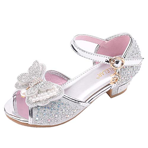 Sayla Zapatos Bailarina para NiñA Baile Tango Latino Vestir Fiesta NiñOs PequeñOs NiñAs Perla Mariposa-Nudo Cristal Sola Princesa Zapatos De Baile Sandalias