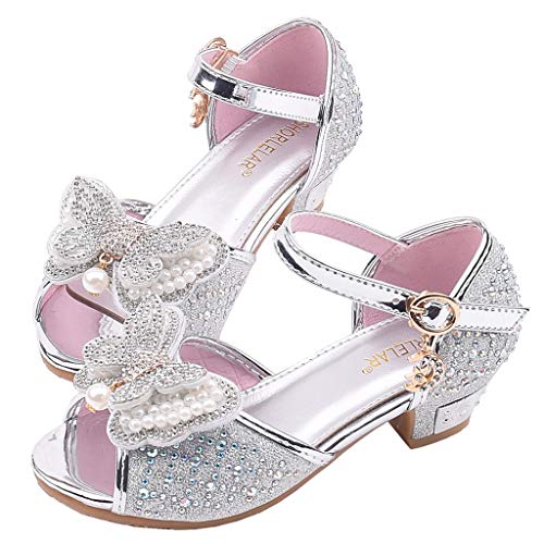 Sayla Zapatos Bailarina para NiñA Baile Tango Latino Vestir Fiesta NiñOs PequeñOs NiñAs Perla Mariposa-Nudo Cristal Sola Princesa Zapatos De Baile Sandalias