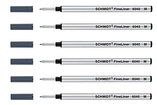 Schmidt: Fineliner de Mina (con muelle) 6040, color: negro, Juego de 6.