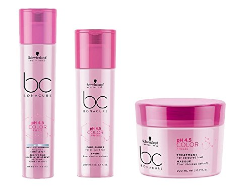 Schwarzkopf Bonacure pH 4.5 Color Freeze Silver Micellar Shampoo 250ml, Conditioner 200ml and Treatment 200ml