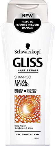 Schwarzkopf Gliss Total Repair Shampoo for Dry, Damaged Hair 250ml and Total Repair Conditioner for Dry, Damaged Hair 200ml Duo Set - with Liquid Keratin by Total Glis