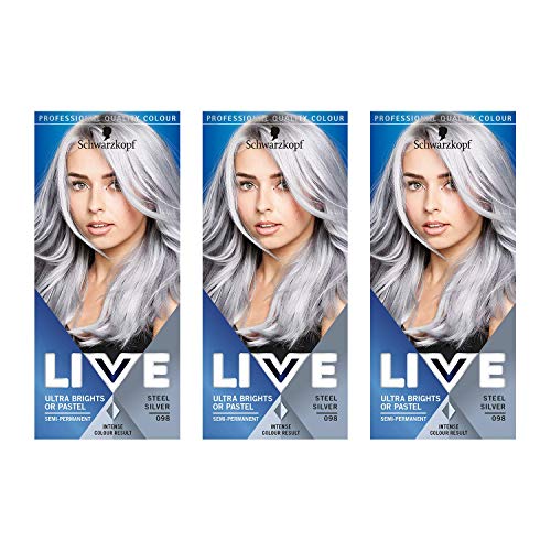 Schwarzkopf Live XXL Color ultra brillante, 098 Steel Silver, Pack de 3 unidades