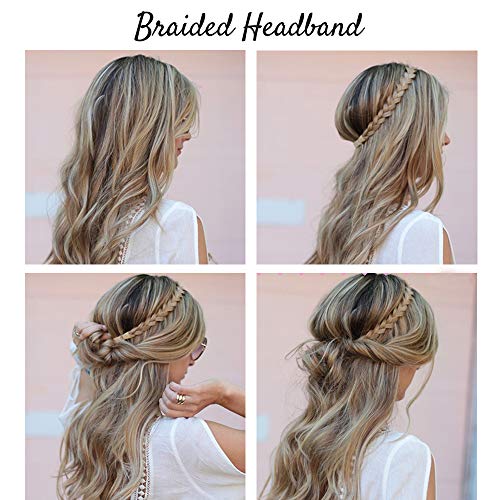 SEGO Diadema Trenza Elástica Mujer Pelo Sintético Se Ve Natural [Castaño Oscuro] Extensiones de Cabello Accesorios Braid Hair Headband (M-2.5cm)