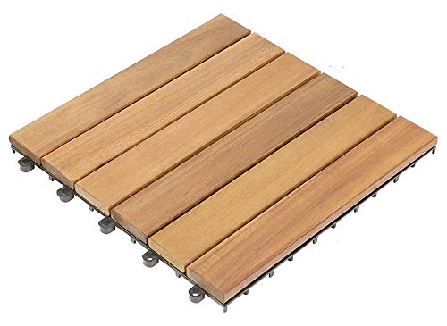 Set de 16 baldosas en madera cumarú 30 x 30 cm para 1,2m²,resistentes a rayos UV para uso en exterior, antideslizantes, ideal para terrazas, jardínes.fácil de instalar.