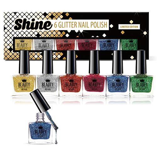 Set de 24 Esmalte de Uñas de Lujo 24 Colores Diferentes Brocado Pastel Perlas Vivo 10 ml