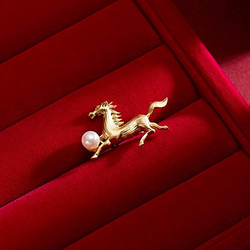 SHANGZHIQIN Broche de Solapa con Insignia de Solapa, aleación con Forma de Caballo con Incrustaciones de Perlas Artificiales, muñeco de Nieve Dorado Árbol de Navidad