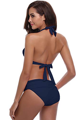 SHEKINI Mujer Braguita de Bkini Pantalón la Parte de Abajo Bikini Interior Braguitas Bañador Traje de Baño Bragas (Medium, Azul Oscuro)