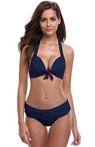 SHEKINI Mujer Braguita de Bkini Pantalón la Parte de Abajo Bikini Interior Braguitas Bañador Traje de Baño Bragas (Medium, Azul Oscuro)