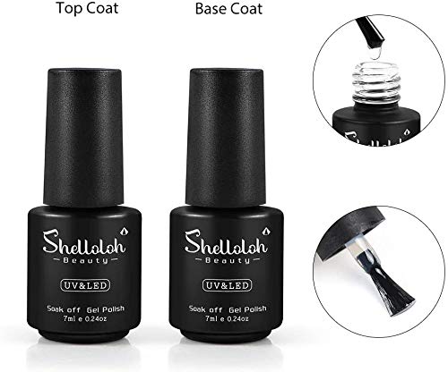 Shelloloh 12pcs Kit de Esmaltes Semipermanentes Esmaltes en Gel Uñas Soak off 7ml Lámpara LED/UV Uñas 24W Secador de Uñas Pulidor Taladro Nail Pulidora Torno Base Coat Top Coat Manicura Pedicura Kit