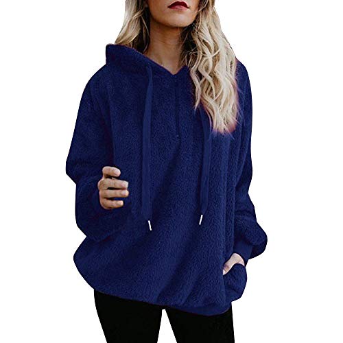 SHOBDW Liquidación Venta Mujer Sudadera con Capucha Suelta Tallas Grandes Jersey de Mujer Jersey otoño Invierno Manga Larga Remata Abrigo cálido (XL, W-Gris)