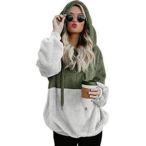 SHOBDW Liquidación Venta Mujer Sudadera con Capucha Suelta Tallas Grandes Jersey de Mujer Jersey otoño Invierno Manga Larga Remata Abrigo cálido (XXL, S-Verde)