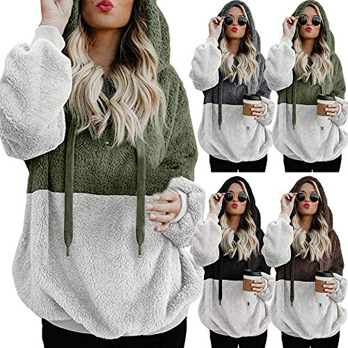 SHOBDW Liquidación Venta Mujer Sudadera con Capucha Suelta Tallas Grandes Jersey de Mujer Jersey otoño Invierno Manga Larga Remata Abrigo cálido (XXL, S-Verde)