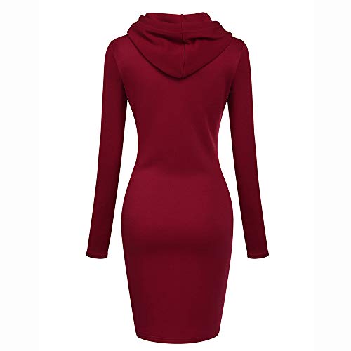 SHOBDW Mujer Liquidación Venta Sudadera con Capucha para de Color sólido Casual Fit Recta Invierno Manga Larga Tops Abrigos Chaqueta Sexy Vestidos Delgados(Rojo,L)