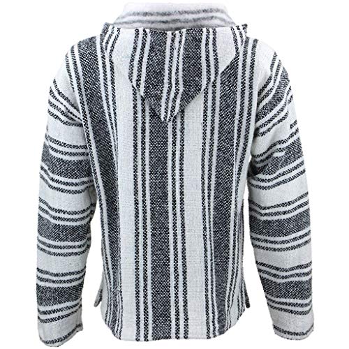 Siesta - Sudadera hippie mexicana, color blanco y negro, con capucha Gris gris XXL