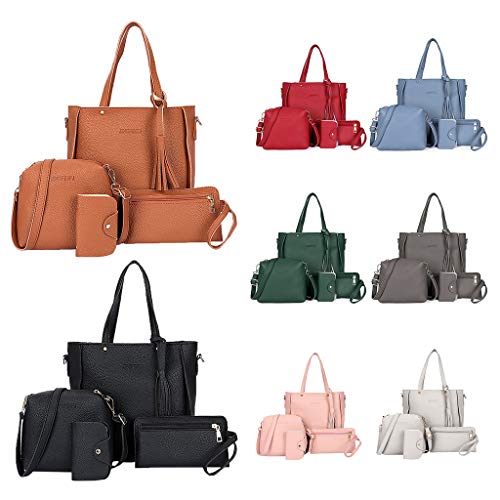 SimpleLife Bolso para Mujer Bolso de Mano Bolsas de Hombro Satchel Messenger Satchel Set 4pcs Purse Set